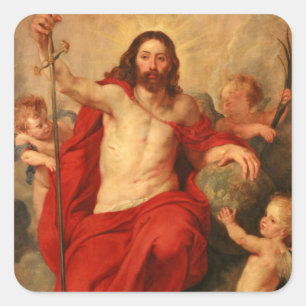 Pegatina Cuadrada Cristo triunfa sobre el pecado y la muerte