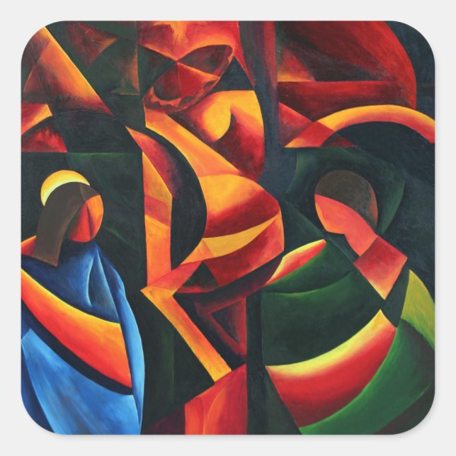 Pegatina Cuadrada Cristo - Último respiro 2008 (Anverso)