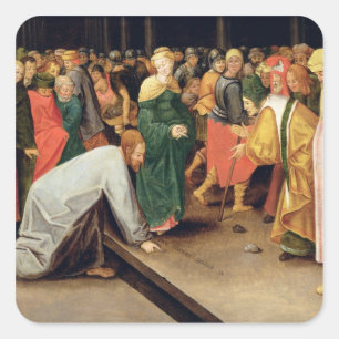 Pegatina Cuadrada Cristo y el adulterio admitido mujeres, 1628