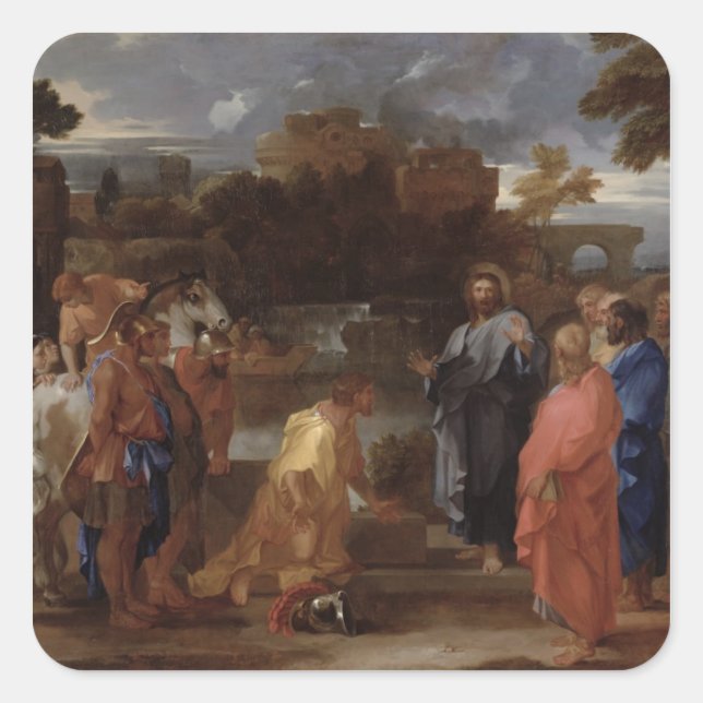 Pegatina Cuadrada Cristo y el Centurión (Anverso)