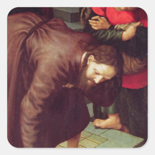 Pegatina Cuadrada Cristo y la mujer en el adulterio