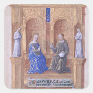 Pegatina Cuadrada Cristo y la Virgen María Enfrentada