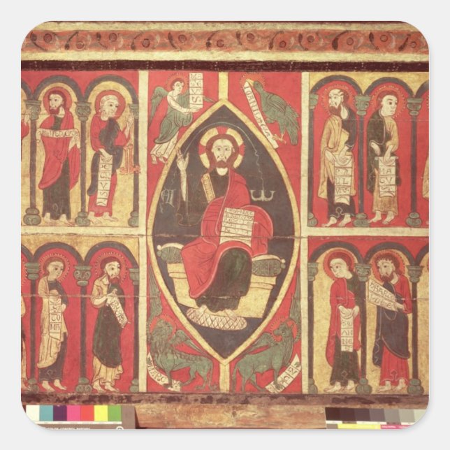 Pegatina Cuadrada Cristo y sus apóstoles (Anverso)