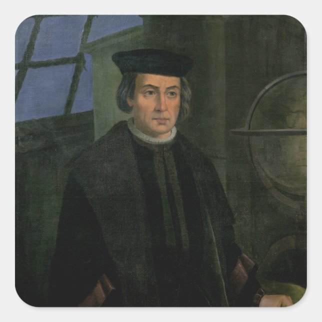 Pegatina Cuadrada Cristóbal Colón (Anverso)