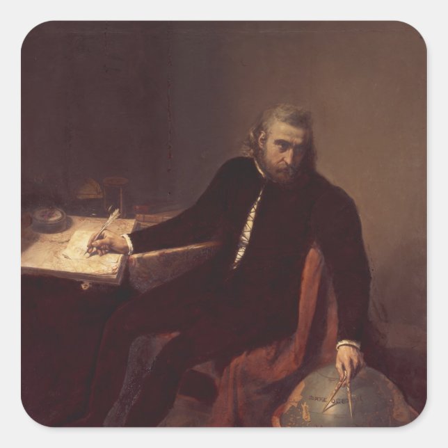Pegatina Cuadrada Cristóbal Colón, 1839 (Anverso)