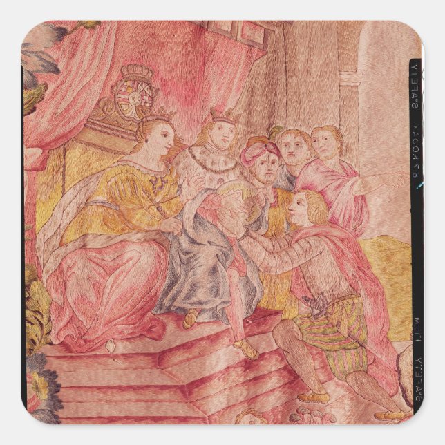 Pegatina Cuadrada Cristóbal Colón antes de Fernando II (Anverso)