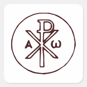 Pegatina Cuadrada Cristograma sagrado Chi-Rho Arte Fino