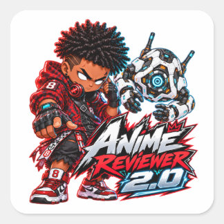 Pegatina Cuadrada Crítico de Anime 2.0 Anime Jefe Rey Chibi Sti de A