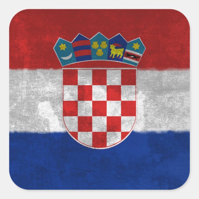 Pegatina Cuadrada Croacia (Anverso)
