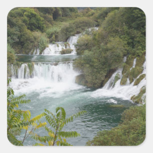 Pegatina Cuadrada Croacia, Dalmacia, Parque Nacional Cataratas de Kr