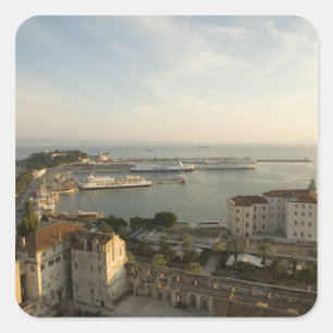 Pegatina Cuadrada Croacia, Dalmacia, Split. Vista de Riva