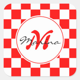 Pegatina Cuadrada Croacia | Hrvatska | Monograma de nombre