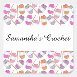 Pegatina Cuadrada Crochet Craft Yarn