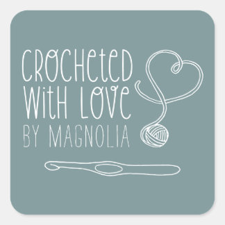 Pegatina Cuadrada Crochet with Love Handmade