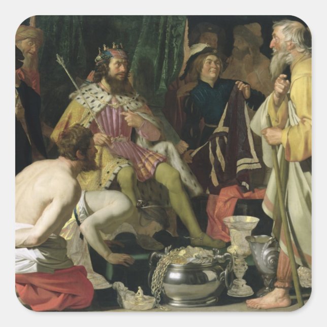 Pegatina Cuadrada Croesus y Solon, 1624 (Anverso)