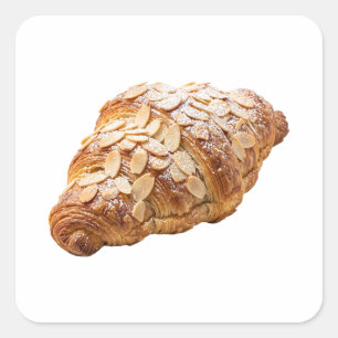 Pegatina Cuadrada Croissant fresco de almendra pastel francés