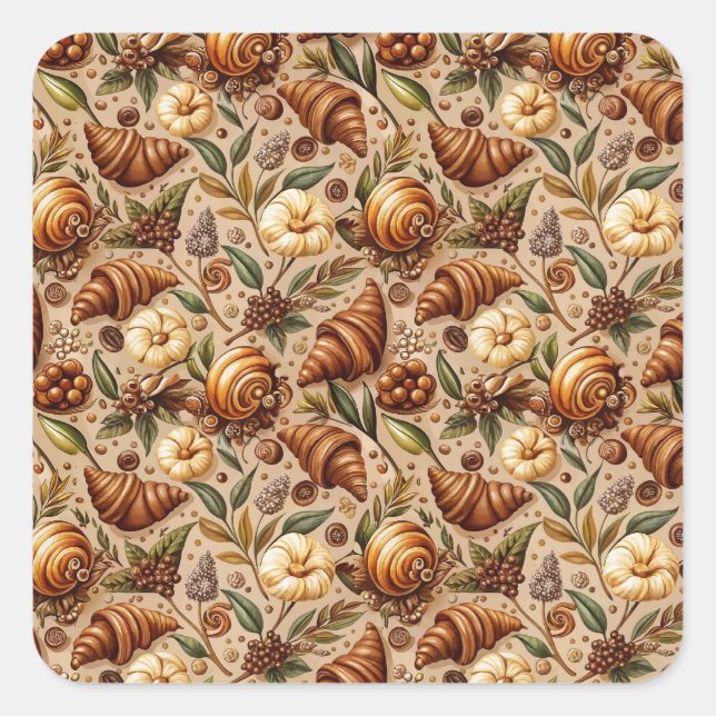 Pegatina Cuadrada Croissants Cobardes  (Anverso)