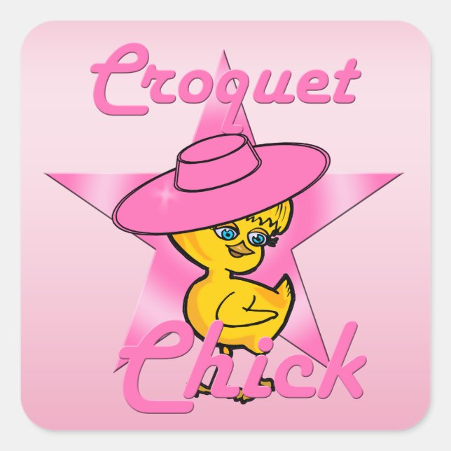Pegatina Cuadrada Croquet Chick #8 (Anverso)