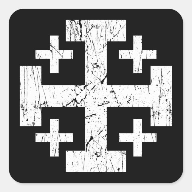 Pegatina Cuadrada cross holy land grunge religion symbol Jerusalem P (Anverso)