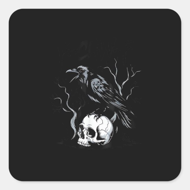 Pegatina Cuadrada Crow F-Caw-F Funny Bird Saying Humor Meme Desin (Anverso)