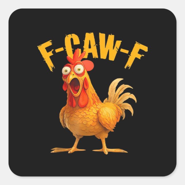 Pegatina Cuadrada Crow Humor F-Caw-F Gothic Funny Retro Cool (Anverso)
