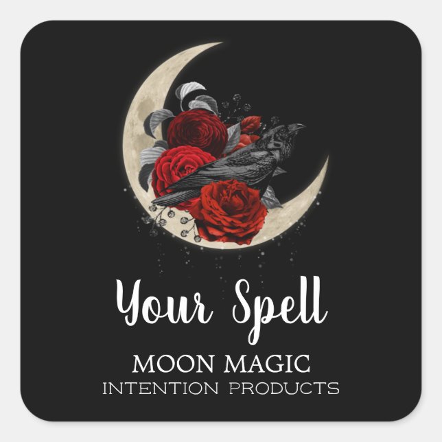 Pegatina Cuadrada Crow Spell Labs (Anverso)