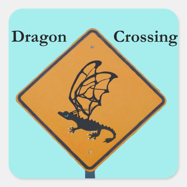 Pegatina Cuadrada Cruce del dragón (Anverso)
