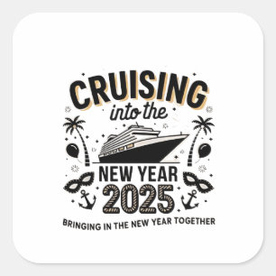 Pegatina Cuadrada Crucero 2025 Creando Recuerdos Juntos Familia 
