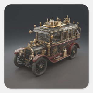 Pegatina Cuadrada Crucero de policía retro steampunk