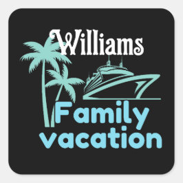 Pegatina Cuadrada Cruceros de vacaciones editables