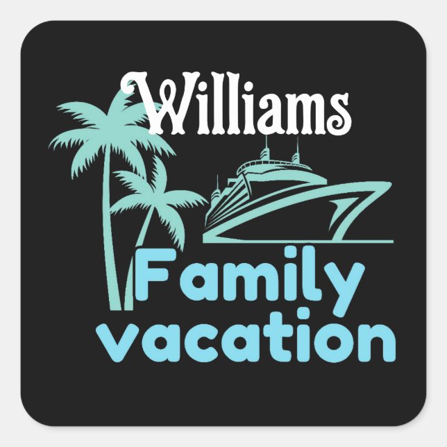 Pegatina Cuadrada Cruceros de vacaciones editables (Anverso)