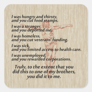 Pegatina Cuadrada Crucifijo de Justicia Social