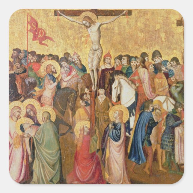 Pegatina Cuadrada Crucifixión (Anverso)