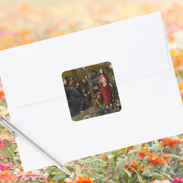 Pegatina Cuadrada Crucifixion Lent Resurrección Jesucristo Pascua