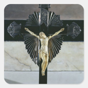 Pegatina Cuadrada Crucifixión, siglo XVII (marfil)