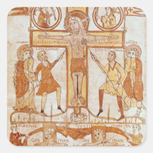 Pegatina Cuadrada Crucifixión y división de ropa del