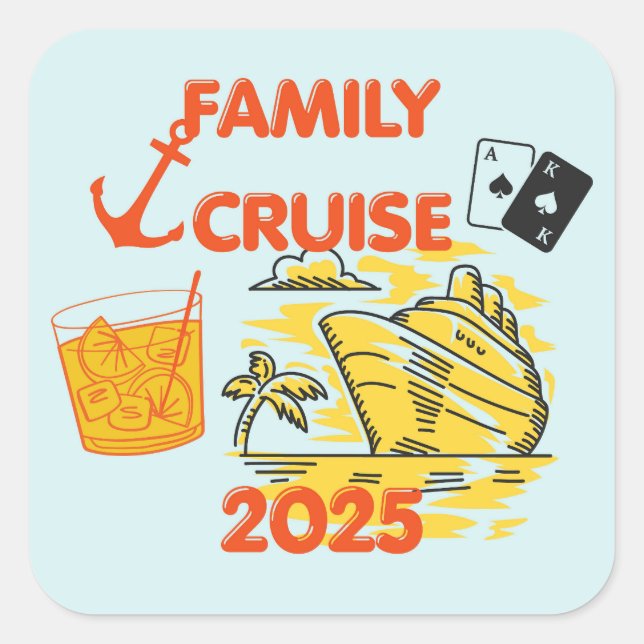 Pegatina Cuadrada Cruise familiar 2025 (Anverso)