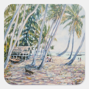 Pegatina Cuadrada Crujir las palmas Zanzíbar 2002