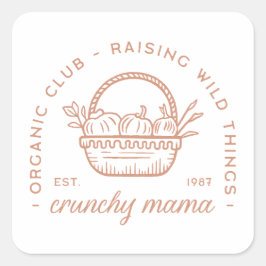 Pegatina Cuadrada Crunchy mama orgánica club de mamá ama de casa