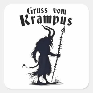 Pegatina Cuadrada Cruss Vom Krampus Navidad Xmas Diablo Espeluznante