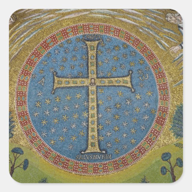 Pegatina Cuadrada Crux gemmata (Anverso)