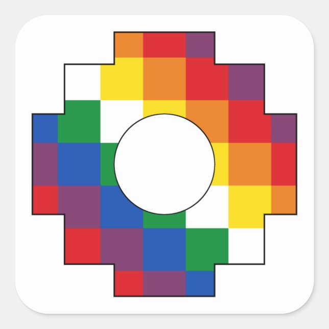 Pegatina Cuadrada Cruz Andina - Tawa Chakana - Huipala - Qulla Suyu (Anverso)