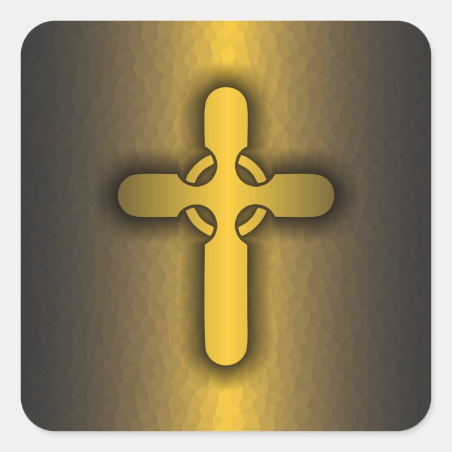 Pegatina Cuadrada Cruz Celta (oro) (Anverso)