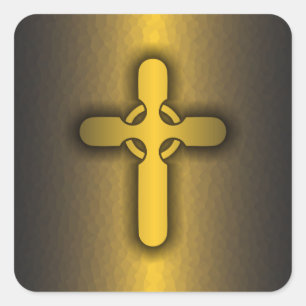 Pegatina Cuadrada Cruz Celta (oro)
