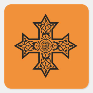 Pegatina Cuadrada Cruz copta
