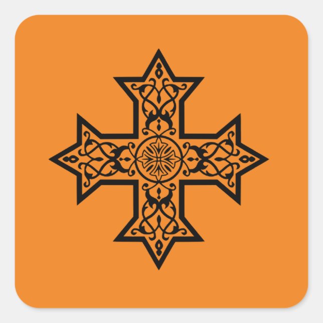 Pegatina Cuadrada Cruz copta (Anverso)