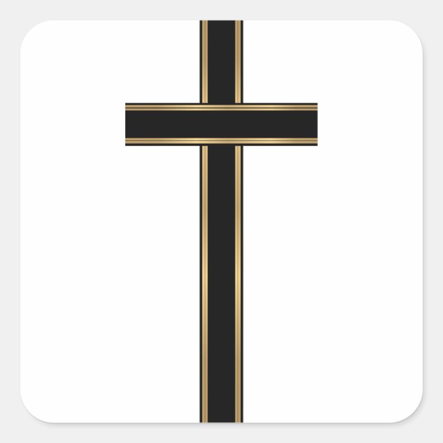 Pegatina Cuadrada Cruz cristiana (Anverso)