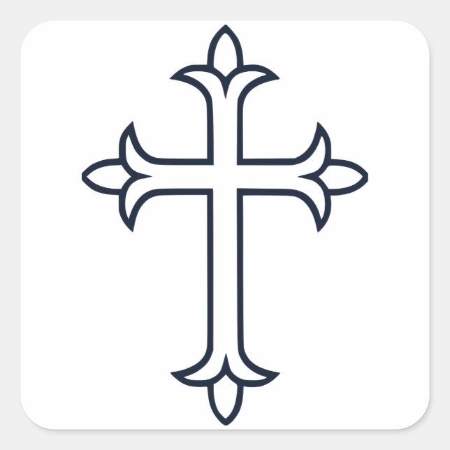 Pegatina Cuadrada Cruz cristiana típica (Anverso)