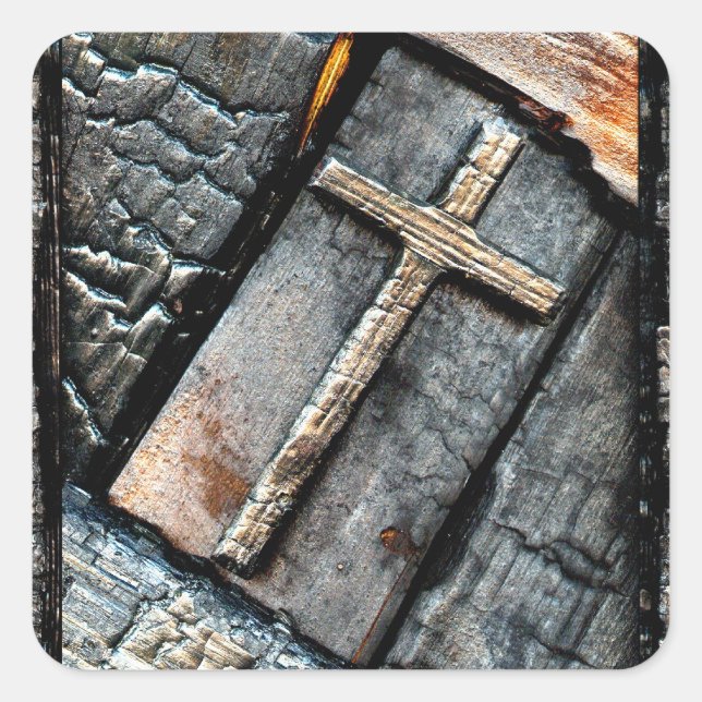 Pegatina Cuadrada Cruz de la protección (Anverso)