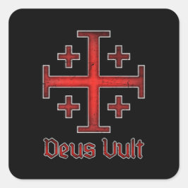 Pegatina Cuadrada Cruz de los Caballeros Templarios de Jerusalén Cru